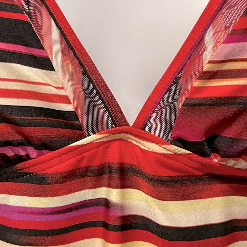 NWT Colorful Kenneth Cole Striped Tummy Toner Tankini Swim Top-Large - Picture 5 of 6